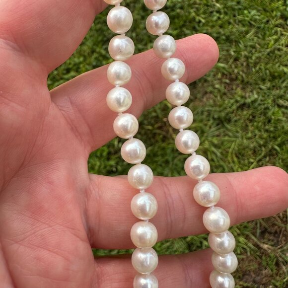 Cultured Pearl Necklace 16" Sterling - Picture 4 of 13